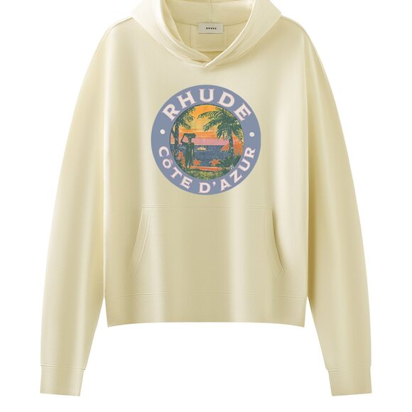 Rhude Beige Côte d'Azur Graphic Print Hoodie - Picture 1 of 8